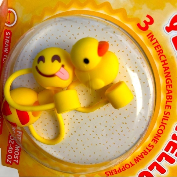 Straw Toppers Emoji Set Cook with Color reusable piece silicone - Picture 5 of 8